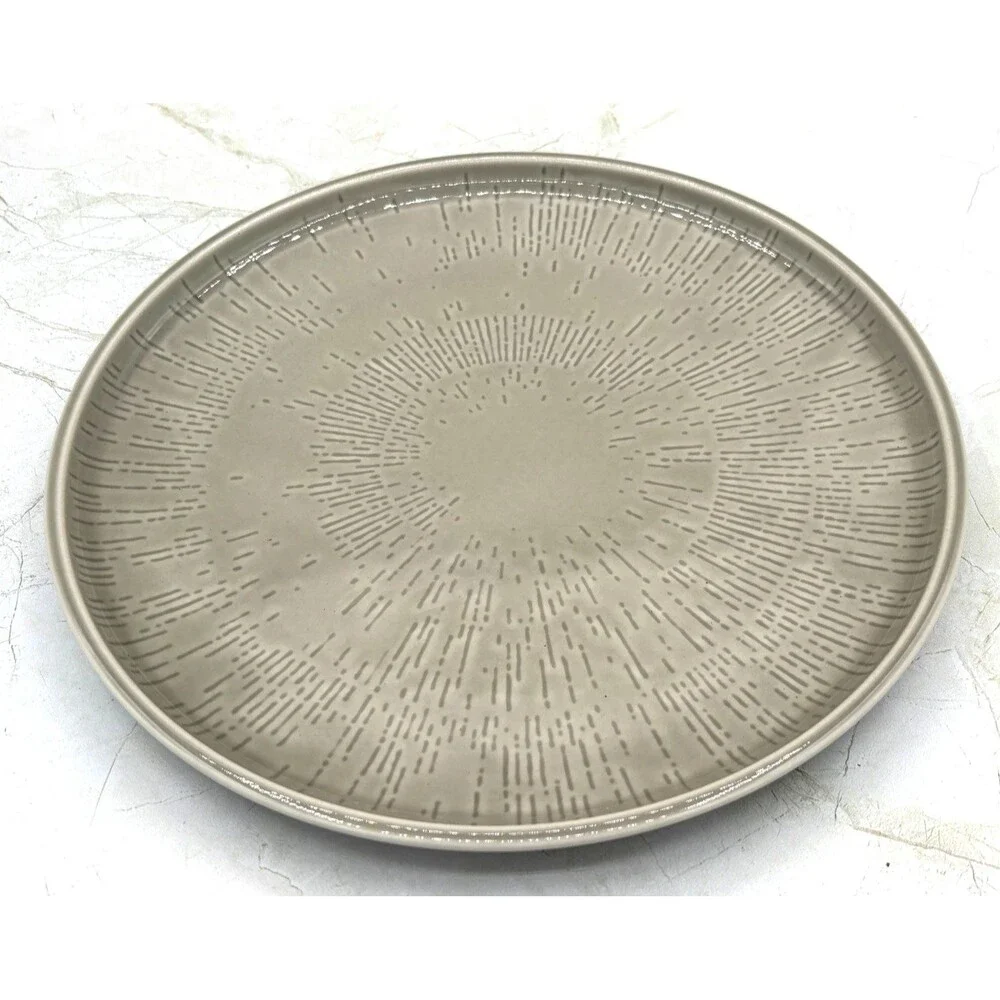 Schönwald Germany 620 Porcelain Plate Set of 4 Radial Pattern Gray‎ Frost Shiro